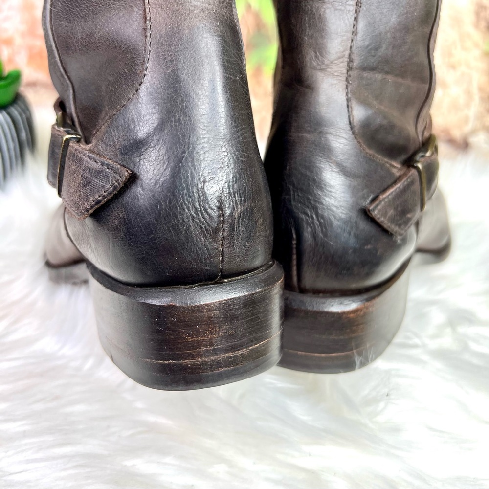 SONORA Quiet Luxury Equestrian Distressed Brown Leather Riding Boots, 6B - Picture 10 of 14